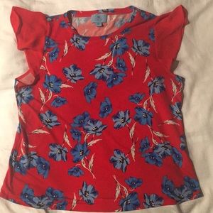 Red with flowers blouse
